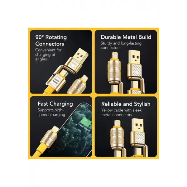 Platoon Pl-8631 4in1 Hızlı Şarj Ve Data Kablosu Type-c / Lightning / Micro Usb