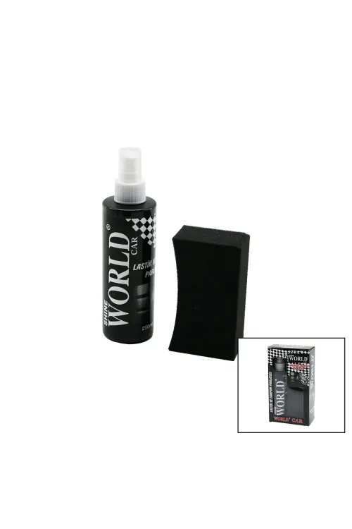 Shıne World Car ( Lastik & Tampon ) Parlatıcı Sprey Seti ( Plastik Şişe ) ( 250ml ± %10 ) ( Parlatma Süngeri )*24
