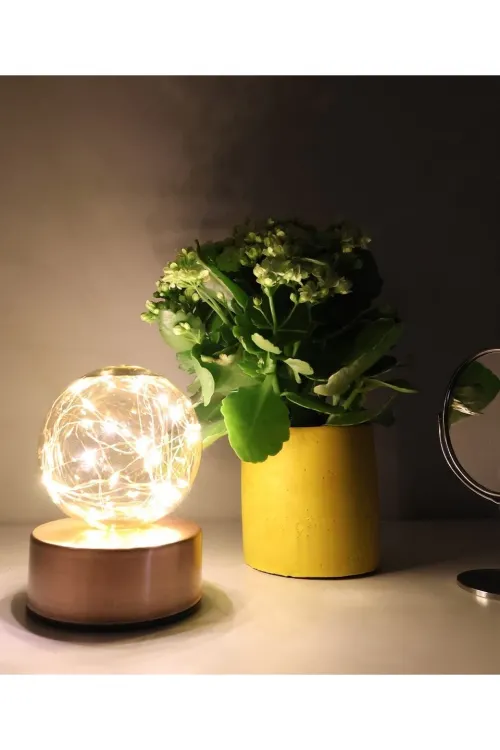 Ambiyans Led Masa Lambası Usb Şarjlı Bronz Roe Eskitme