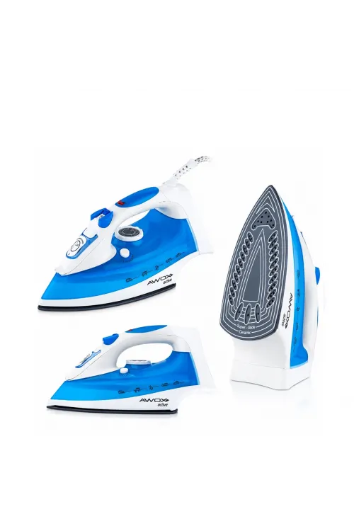 Awox Active ( Mavi & Beyaz ) Buharlı Ütü ( Seramik Taban & 360° Hareketli Kablo & Buhar Ayarlama) (2600w)*6