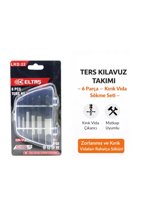 Broken Ppe Extractor Lrd-22 ( 6 Pcs ) Hasarlı Vida Çıkarıcı Set & ( Sola Dönen ) Klavuz Uç*120