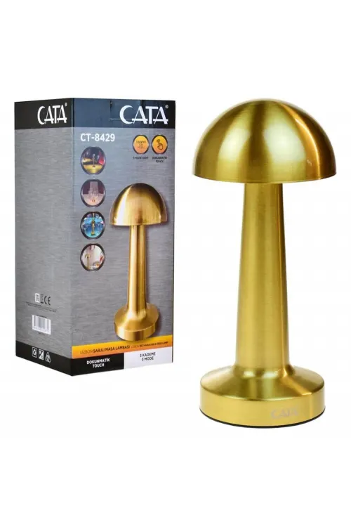 Cata Mantar Lamba Ct-8429 Lizbon 3 Renk Şarjlı Masa Lambası