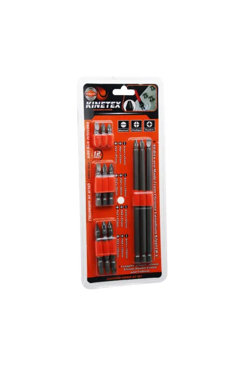 Egonex KINETEX KTX-3385 (12İN1) PREMIUM BİTS MATKAP VİDALAMA UÇ SET(12PCS=3 ÇİFT TARAFLI+9 TEK TARAFLI UÇ) (PH2=4 & PZ2=4 & DÜZ=4PCS)*12X8