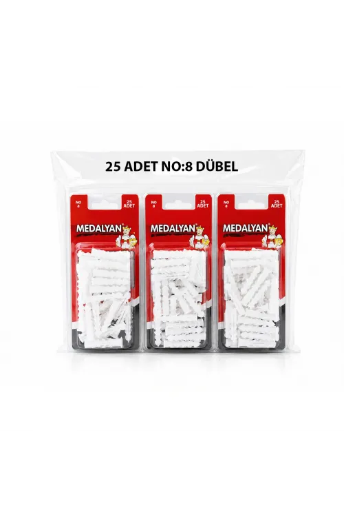 Egonex Medalyan Dl-47 ( No-8 ) ( 25pcs ) Dübel Beyaz & Plastik*12x9