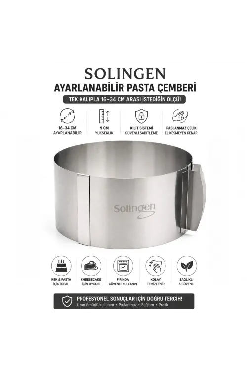 Egonex Solingen Ayarlanabilir Metal Kek Kalıp ( 16-34cm )*24