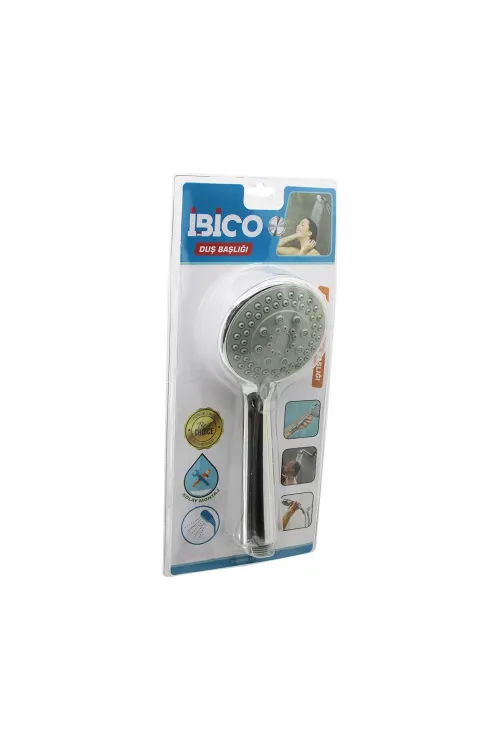 İbico K13-040 (orta Boy) (yuvarlak & Bombeli =9.7cm) Duş Başlık (kademeli) (vakumlu) (krom Gövde & Gri Zemin)(sap:14.5cm)*77
