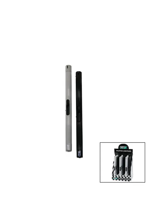 Nerox Nrx-404b ( Siyah & Gri ) ( Kalem Modeli ) Mutfak Çakmak ( İtmeli Ateşleme )*30x6