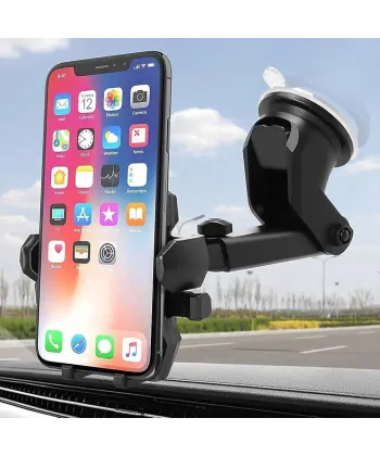 Araç İçi Ayarlanabilir Telefon Tutucu, Evrensel Uzun Kollu, Ön Cam İçin Akıllı Telefonlar İçin - Siyah