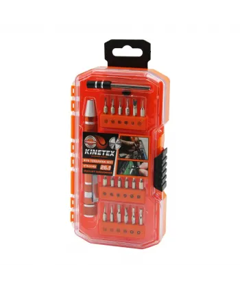 Egonex KINETEX KTX-3149 ( 26İN1 ) BİTS TORNAVİDA UÇ SETİ ( 24PCS UÇ + 1-KALEM MODEL T.VİDA SAPI + 1-UZATMA ADAPTÖRÜ )*10X10