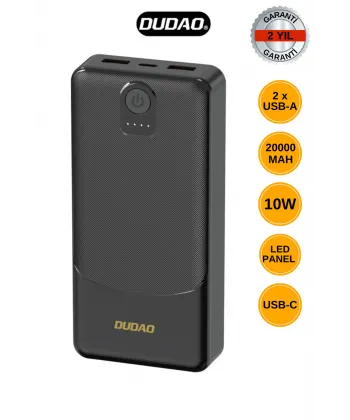Powerbank Dudao K10pro 2.4a 20000mah 2 X Usb-a - Siyah