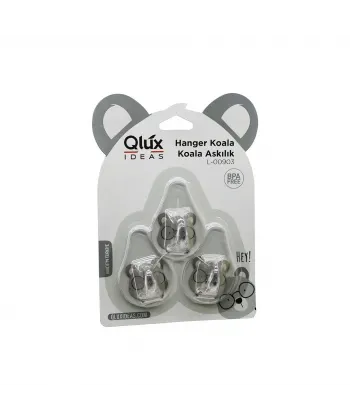 Qlux L-00903 ( 3pcs ) Koala Askı ( Şeffaf Askı ) ( Yapışkanlı Montaj )*60