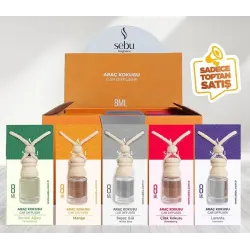 Sebu Fragrance Oto & Araç Kokusu (cam Şişe) (ipli Ahşap Kapak) (8ml) (çilek & Lavanta & B.gül & Sandal & Mango & Okyanus)*24x12