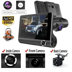 4 İnç Araç İçi Kamera Kaydedici Çift Ön Ve Arka Hd 1080p Gece Görüşlü Araç Kamerası