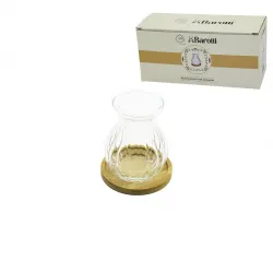 Barotti Dmr-9156 ( 6pcs ) ( Bambu Tabaklı ) Cam Çay Keyfi Ala Bardak*24=k