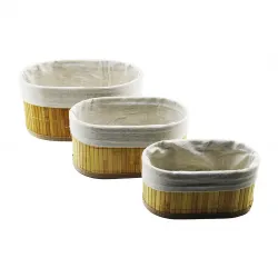 Dmr-4951 (3lü) (oval) (bambu Kenar) Organizer Sepet*10