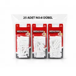 Egonex Medalyan Dl-47 ( No-8 ) ( 25pcs ) Dübel Beyaz & Plastik*12x9