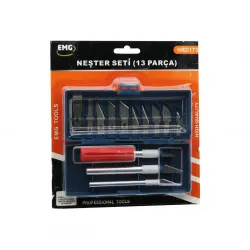 Emg Tools Hrd-173 ( 13pcs ) Neşter Seti (13 Farklı Açı & Şekilli Uç ) ( 3 Farklı Kalınlık & Ağızlıklı Metal Sap )*100