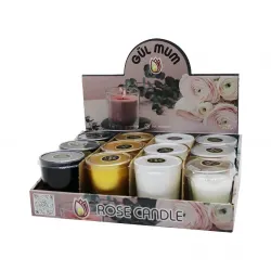 Gül Candle Renkli ( Cam Bardak ) Kokulu Mum*12=k