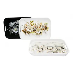 Harmony Time As-143-g Saray Çiçek Desen Plastik ( Dikdörtgen )tepsi ( 35x25cm )*24=k
