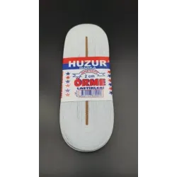 Huzur ( Beyaz & 2cm ) Paça Lastik Yassı Geniş 10mt*50