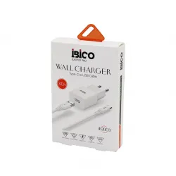 İbico İb-3003 ( Usb To=( Type-c ) (set) (ev Başlık + Kablo=1mt) Telefon Şarj (hızlı) ( 3.0a ) (9v-12v )*5x20