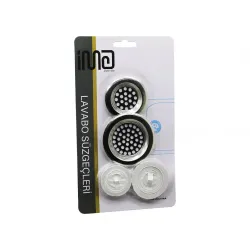 İm@-6391 ( 4pcs ) Lavabo Süzgeç & Tıpa Seti ( 2ad - Metal Süzgeç & 2ad - Plastik Tıpa )*10x30