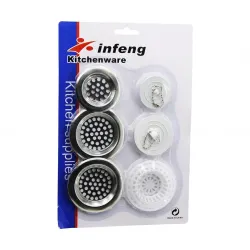 İnfeng Kitchenware Yakut-12566 (6pcs) Lavabo Süzgeç& Tıpa Seti (3ad-metal-1ad-pls.süzgeç & 2ad-pls.tıpa )*96