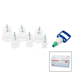 Krt-1013 (12pcs) Hacamat Kupa Masaj Seti (1-pompa+no-6:4ad & No-7-5-4:2 Şer Ad& No-3: 1ad& No-2:1ad) Mika Kristal Pls.*147
