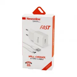 Newonline Wall Charger Nw-usbtoc-set ( Usb To=( Type-c ) Ev Başlık & Kablo Set ( Hızlı ) ( 3.0a )*100