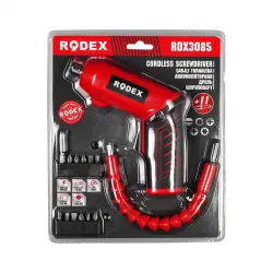 Rodex Rdx-3085 ( 2ın1 Kullanım=düz & Tabanca) (şarjlı) Tornavida (11pcs Uç) (ulaşılması Zor Alanlar Aparatı)*20