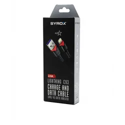 Syrox C93 ( İphone ) Usb ( Örgülü ) Lıghtnıng 2.0a Şarj & Data Kablosu*320