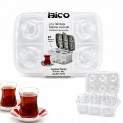 Urve Ur-3370 ( 6lı ) ( Çay Bardak ) Taşıma Aparatı ( Şeffaf Plastik )*24