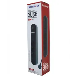 Wınboss-3402 Termal Akım Korumalı ( 4lü Priz ) ( 3xusb ) ( 2mt ) Anahtarlı Uzatma Kablo Siyah ( 10a & 2500w )*40