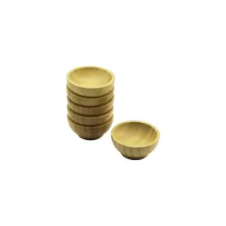 Yakut-10517 ( 6pcs ) ( Mini & Çap: 6cm ) Ahşap Bambu Lokumluk & Çerezlik Kase*83