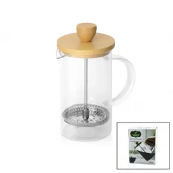 Yakut-9585 French Press ( 600ml ) ( Bambu Kapaklı ) ( Cam ) Bitki Süzgeçi*24