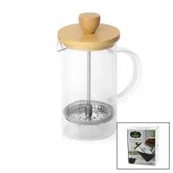 Yakut-9586 French Press ( 800ml ) ( Bambu Kapaklı ) ( Cam ) Bitki Süzgeçi*24