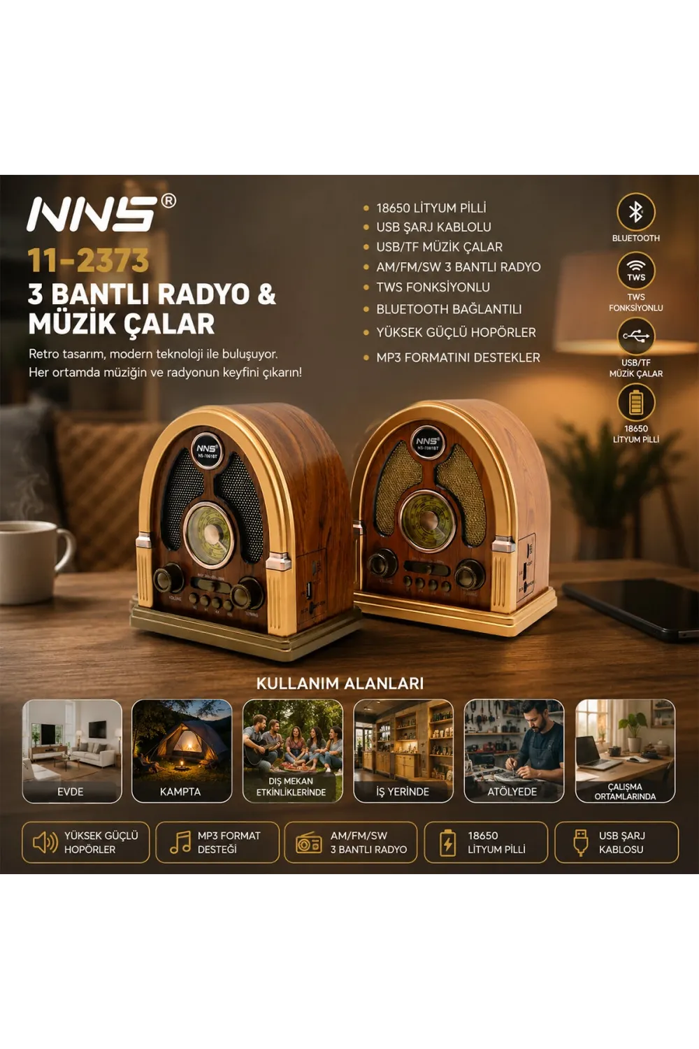 Egonex Nns Ns-7061bt Platoon Pl-4711 ( Usb Şarjlı & Nostalji ) ( Bluetooth ) ( İbreli ) Fm Radyo ( Mp3 Usb & Tf Player ) Speaker*30