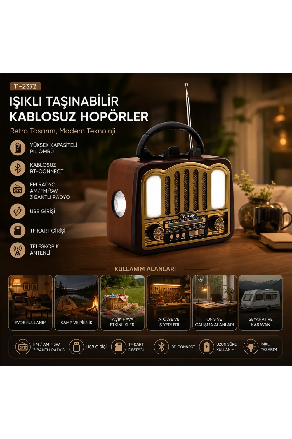 Egonex Yuegan Platoon Pl-4702 ( Şarjlı & Nostalji ) ( Bluetooth ) ( İbreli ) Fm Radyo ( Mp3 Usb & Tf Player ) Speaker*30