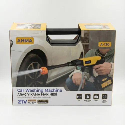 Ahma A-130 Akülü Basınçlı Araç Yıkama Makinesi | 21v Çift Batarya | 175 Psı Güç | 3.6l/dk Su Akışı