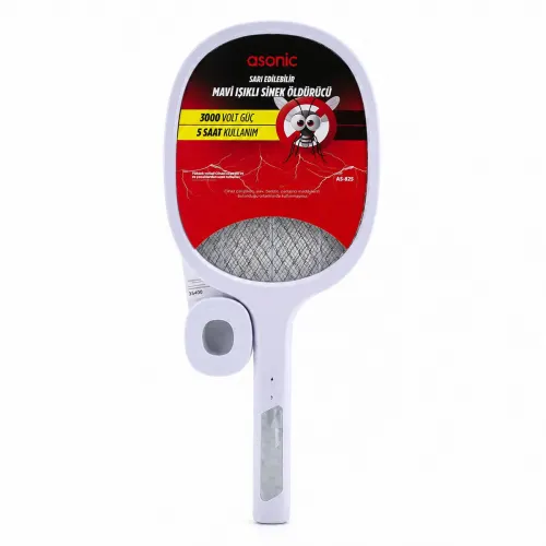 Egonex Asonic As-a25 ( Beyaz/gri ) ( Type-c Şarjlı ) ( Raket Modeli ) Elektronik Sinek Öldürücü Cız Makine*40