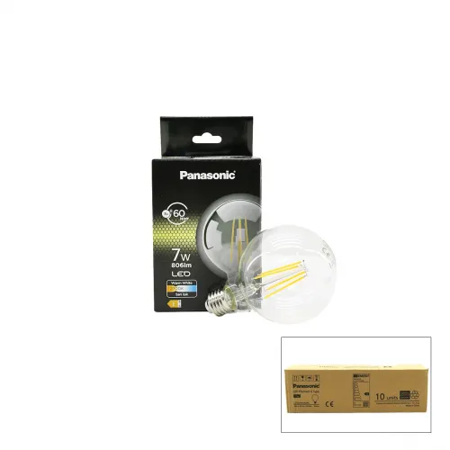 Egonex PANASONİC (LDGCH-07-LH-2RC) (G95) (WARM WHİTE & SARI IŞIK) (7W=60W) (E27) (LED FİLAMENT & RUSTİK AMPUL) LAMBA (806LM)(2700K)(15000H)*10=K