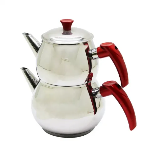 Ems Mar ( Aile ) ( Büyük ) Boy Küre Çelik Çaydanlık Seti ( Üst: 1.2lt & Alt: 2lt )*8