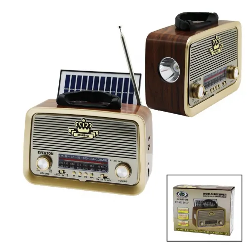 Everton Rt-301 (solar Panelli & Fenerli) (fiş Şarjlı) (bluetooth) ( İbreli ) Fm Radyo (mp3 Usb & Tf Player) (4v Out& Aux In)*30