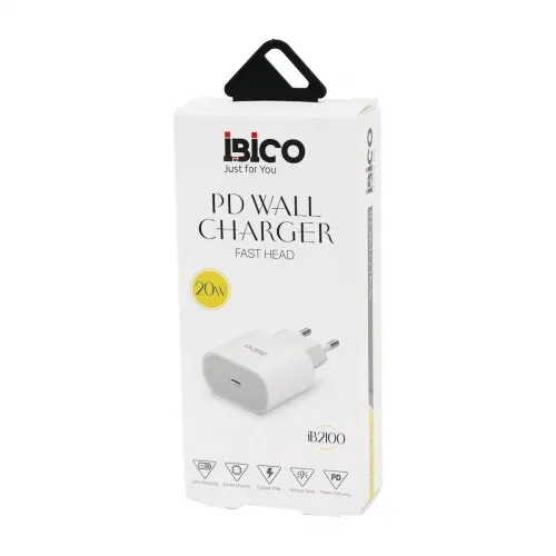 İbico İb-2100 ( Typc-e ) ( Başlık ) ( 20w ) ( Hızlı ) Telefon Şarj Başlık Ev ( 5v=3.0a & 9.0v-2.22a )*5x20