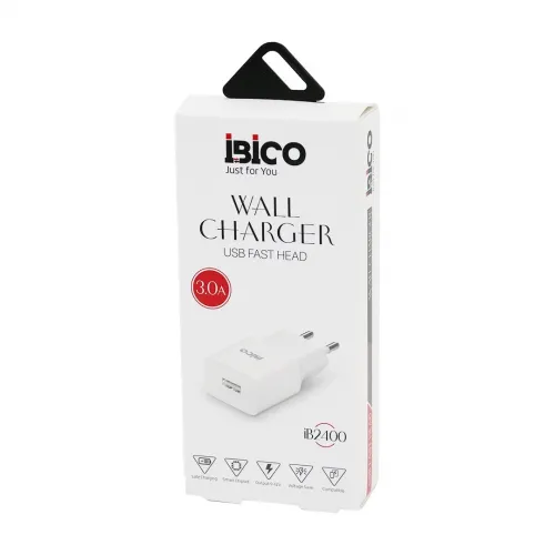İbico İb-2400 ( Usb ) ( Başlık ) ( 3.0a ) ( Hızlı ) Telefon Şarj Başlık Ev ( 5v=3.0a & 9-12v-1.5a )*5x26