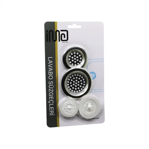 İm@-6391 ( 4pcs ) Lavabo Süzgeç & Tıpa Seti ( 2ad - Metal Süzgeç & 2ad - Plastik Tıpa )*10x30