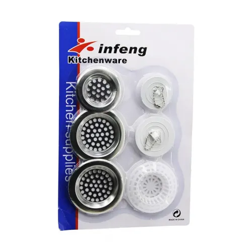İnfeng Kitchenware Yakut-12566 (6pcs) Lavabo Süzgeç& Tıpa Seti (3ad-metal-1ad-pls.süzgeç & 2ad-pls.tıpa )*96