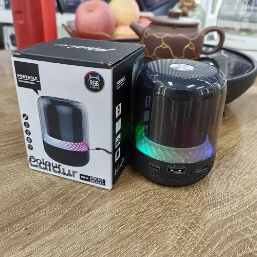 MAX-19 şeffaf RGB işık Mini BT hoparlör kablosuz aktif Subwoofer Stereo bas Mini hoparlör