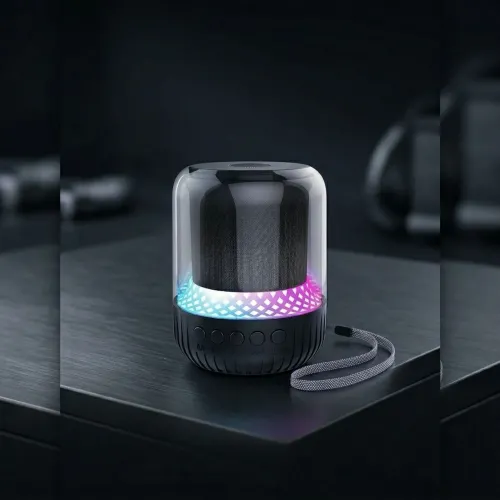 MAX-19 şeffaf RGB işık Mini BT hoparlör kablosuz aktif Subwoofer Stereo bas Mini hoparlör