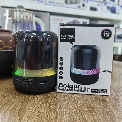 MAX-19 şeffaf RGB işık Mini BT hoparlör kablosuz aktif Subwoofer Stereo bas Mini hoparlör